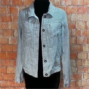 Hard Tail Forever Vintage‎ Y2K Blue and White Striped Cotton Jacket